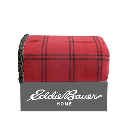 Eddie Bauer - Throw Blanket, Soft & Reversible Cotton Flannel Bedding, Throw Blanket for Couch or Bed (Kettle Falls Red/Black, 50" x 60") - color: Kettle Falls Red/Black