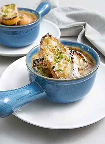 LE TAUCI Soup Bowls with Handle, 15 Oz Ceramic French Onion Soup Bowls, Large Soup Crocks Oven Safe for Stew, Onion, Soup, Chilli, Set of 4, Ceylon Blue - color: Ceylon Blue