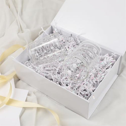 White Gift Box,10x7.3x3.5 Gift Boxes With Lids For Presents Includes Ribbon And Diy Printable Sticker Paper,Bridesmaid Proposal Box,Magnetic Gift Box For Birthday,Wedding,Graduation - color: 10x7.3x3.5inch-White-Pack 5