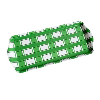 Green Plaid Melamine Serving Tray with Handles Festive All-Season Platter | By Sprinkles & Confetti Easter Summer Birthdays Outdoor Indoor BPA-Free Shatter-Resistant Lightweight Food Entertaining - color: Green Plaid