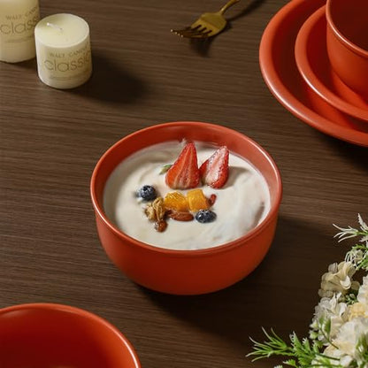 GZG 6-Inch Ceramic Cereal Bowls Set of 4, Terracotta Blush | Rustic Matte Glazed Stoneware, For Cereal, Soup, Salad & Snacks, 30 oz Capacity, Microwave & Dishwasher Safe - color: Terracotta Blush, size: 4 pcs Bowl Set