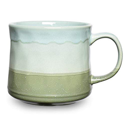 Bosmarlin Large Ceramic Coffee Mug, Big Tea Cup, 7 Colors to Choose, 21 Oz, Dishwasher and Microwave Safe, 1 PCS (Green) - color: Green
