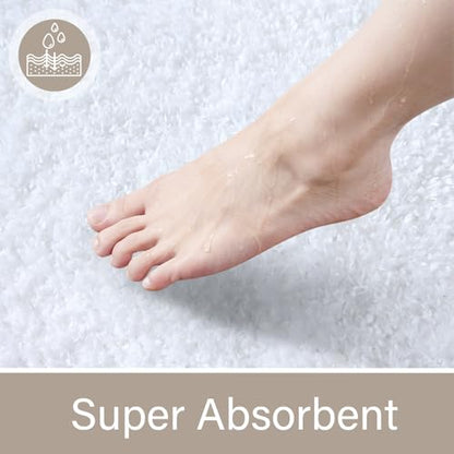 LOCHAS Bathroom Rugs Sets 3 Piece, Microfiber Bath Mat Set Non Slip, White | Washable Absorbent Toilet Rug, Shaggy Soft Cozy Quick Dry - color: White, size: 30" x 20" + 24" x 17" + U Shape 24" x 20"