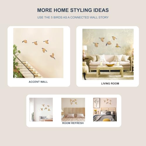 Vumyhuby 5-Piece Blue Wooden Bird Wall Art, Rustic Folk Flying Bird Decor - color: Blue