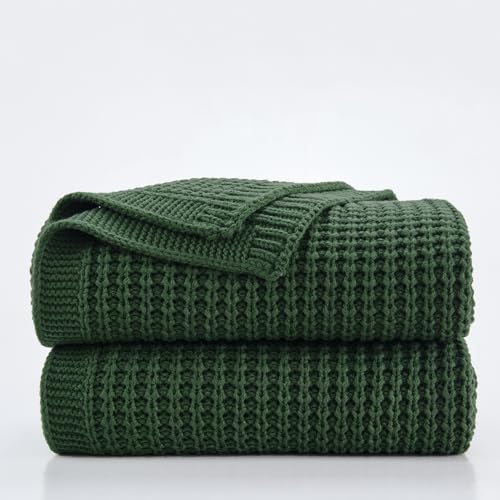Douceur Christmas Green Fisherman's Rib Cable Knit Throw Blanket 50"x60" | Blanket for Couch, Soft Chunky Cable Knit Blanket, Classic Fisherman's Rib Stitch Throw for Living Room Gift - color: Brioche-green, size: 50"X60"
