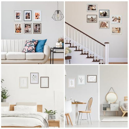 Daofary 8x10 Picture Frame Set of 6, Rustic Farmhouse Photo Frame, Display 5x7 with Mat or 8x10 Without Mat for Decorative on Wall Hanging and Tabletop Placement - size: 8 x 10