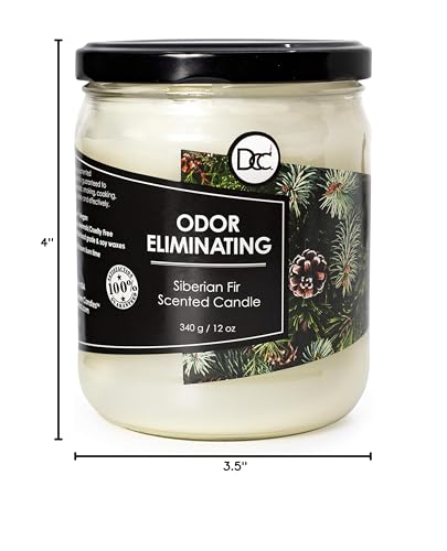 Siberian Fir Odor Eliminating Highly Fragranced Candle - Eliminates 95% of Pet, Smoke, Food, and Other Smells Quickly - Up to 80 Hour Burn time - 12 Ounce Premium Soy Blend - color: Siberian Fir