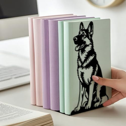 5.3"x4.3"x7.9" Metal Bookends, Heavy Duty Book Ends for Shelves | German Shepherd Theme Cast Iron Book Supports, 1 Pair Decor Stoppers for Desk, Library, Office & Home Shelves - style: German Shepherd