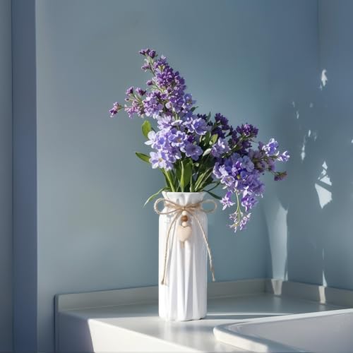 Elegant 8 Inch Ceramic Vase with Geometric Pattern, Decorative Vase with Jute Rope & Heart Charm for Home Décor, Table Centerpieces, and Gifts, Ideal for Living Room, Bedroom, and Office - style: Diamond
