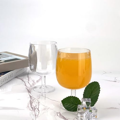 Yalin Set of 6 Unbreakable 12 oz Acrylic Plastic Wine and Water Tumbler Stackable Goblets. (Clear, 12 oz) - color: Clear, size: 12 oz