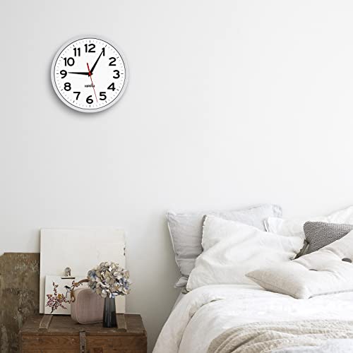 10 Inch Wall Clock, 2Pack Silent Non Ticking Battery Operated Clocks | Silver Analog Clock| Living Room, Office, Classroom, Bedroom, Kitchen, Bathroom| Modern Simple Style| Easy to Read | Accurate - color: Silver, size: 10 inches