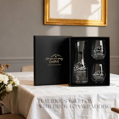 AW BRIDAL House Warming Gifts New Home Wine Glasses and Decanter Set, 2026 Closing Gifts for Home Buyers and Homeowner, New Apartment Gift Basket for Women Friend, First House Gift for Couple Newlywed - style: Wine Decanter-New Home
