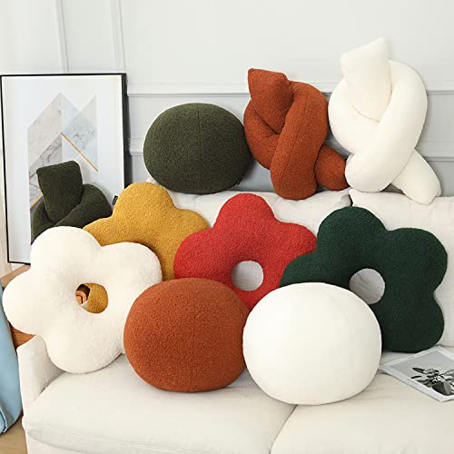 Nordic Style Flower-Shaped and Ball Throw Pillows. Sofa Cushions. Plush Throw Pillow. (White Ball, 33cm (12.99inch)) - color: White Ball, style: Ball 33cm (12.99inch)