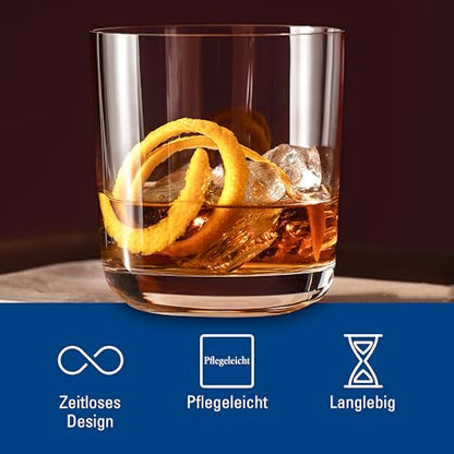 Villeroy & Boch La Divina Whisky Glass Set of 4, Clear, 12.25 oz | Crystal glass whisky glasses, dishwasher safe, curved bowl lets smoky single malts fully develop their aroma - style: Old fashion.tumbler