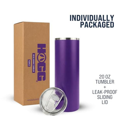 Hogg 20 oz Skinny - Purple, Powder Coated Tumblers for Laser Engraving, Engravable Tumblers Bulk, Stainless Steel Cups Bulk, Insulated Cups with Lids - color: Purple