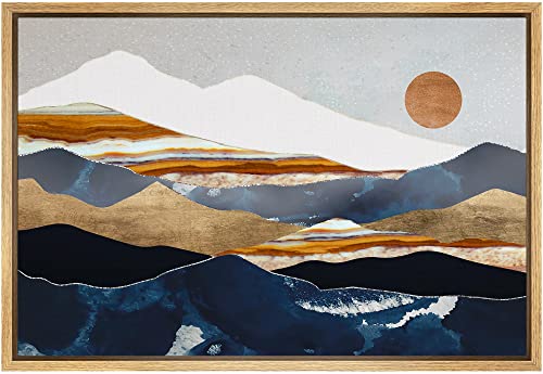 SIGNFORD Canvas Print Wall Art Marble Granite Mountain Range Valley Nature Wilderness Illustrations Modern Art Rustic Zen Landscape Earth Art Deco for Living Room, Bedroom, Office - 16"x24" Natural - color: Ae01-2205-n16, size: 24"L x 16"W