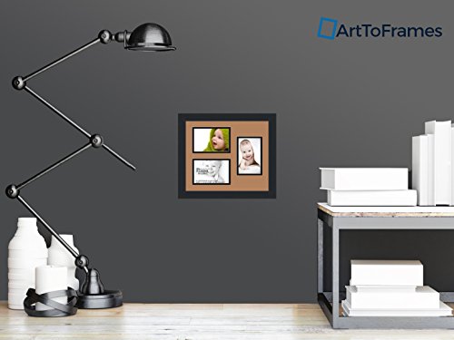 ArtToFrames Collage Photo Frame Double Mat with 3-4x6 Openings and Satin Black Frame - color: Paloma, size: 3 - 4x6
