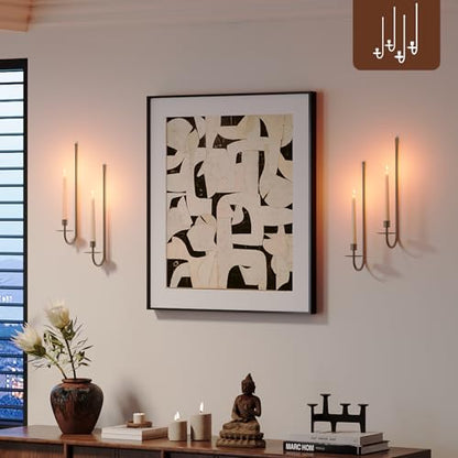 Metal Wall Candle Sconce Holder Set of 4 Wall Mount Candle Holder Pillar Holder Brass Modern Wall Candle Sconces Hanging for Living Room Farmhouse Fireplace Wedding - color: Brass, size: 4PC