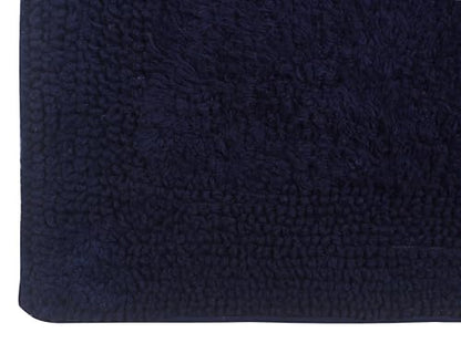 Home Weavers Luxury Collection 100% Cotton Reversible Bathroom Rugs Set, Washable Rug, Soft Cotton Extra Soft and Absorbent Bath Rug, Kitchen Mat, 2 Piece Set(S+M), Navy - color: Navy, size: 2 Piece Set(S+M)
