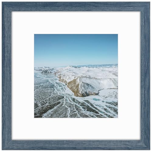 Frametory 12x12 Picture Frame Matted to 8x8, Blue | Square Frame for Photo, Art Print, Diamond Painting, Wall Mounting - color: Blue, size: 12X12 - 8X8