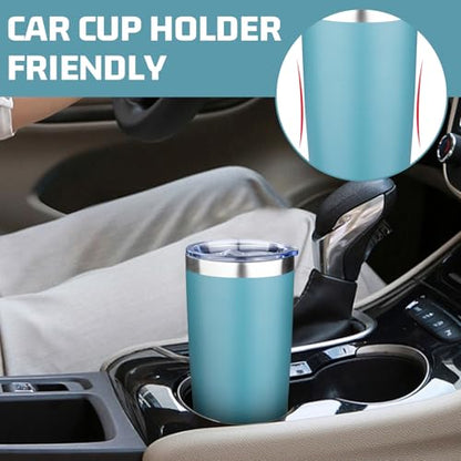 20oz Tumbler with Lid Double Wall Vacuum Insulated Travel Coffee Mug Stainless Steel Thermal Cup Powder Coated Sturdy Coffee Tumbler Bulk for Hot and Cold Beverage (Glacier blue,4) - color: Glacier blue, size: 20 Ounces (4 Pack)