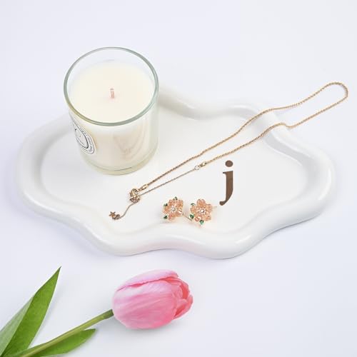 Ceramic Jewelry Large Decorative Cloud Tray, Trinket Dish (j) | Birthday, Engagement Gifts for Women, Nightstand, Vanity Cloud Decor for Earrings, Necklace, Bracelet, Watch, Keys - color: j