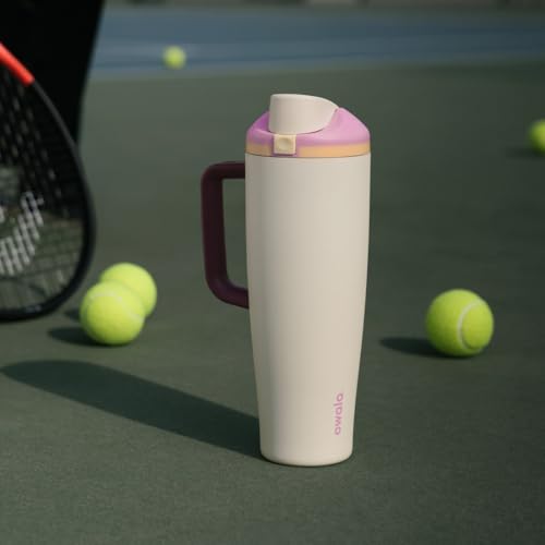 Owala FreeSip Tumbler Stainless Steel Water Bottle 40 oz Dreamy Field | Triple-Layer Insulation | Leak-Proof Lid with Push-Button | Double Threaded Lid for Left and Right-Handed Drinking - color: Dreamy Field, size: 40 Ounces