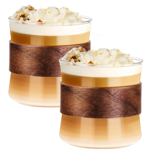 PARACITY Espresso Glasses Set of 2, 11.8 oz Clear Cups with Wooden Rings | Borosilicate bodies handle hot and cold drinks; removable sleeves help shield hands during latte, cappuccino or tea service - size: 11.8 Ounces (2 pack)