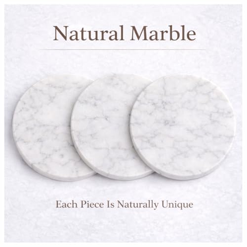 11-Inch Round Marble Cheese Cutting Board, White | Solid Natural Stone, Cutting Board & Charcuterie Serving Tray, Non-Slip Feet, 0.5" Thick, Easy to Clean - color: White, size: 11"L x 11"W