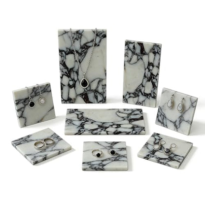 Natural Calacatta Viola Marble Vanity Tray, 8 x 4 Inch | Natural marble for perfume, soap dispensers, jewelry, keys and candles; compact flat rimless tray, one piece included - color: Calacatta Viola