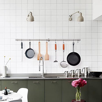 ROTHLEY Hanging Pot Rack Hanger: 39.4 Inch Stainless Steel Pot and Pan Hanger Pot Rack Wall Mounted Hanging Pots and Pans Rack Pot Hangers for Kitchen Wall Kitchen Rail with Hooks (Brushed) - color: Brushed, size: 39.4 inch
