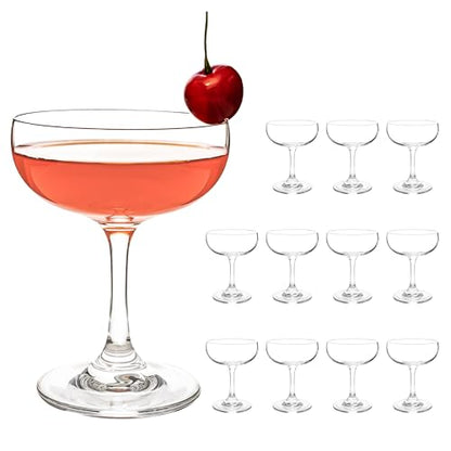 Coupe Champagne and Cocktail Glasses Set of 12, 7 oz | Daiquiri Manhattan Glasses Martini Drinking Set for Parties, Bars and Gifts - size: Set of 12, 7 oz