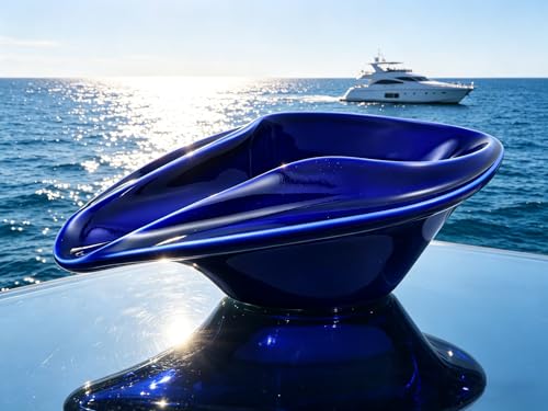 Ceramic Decorative Ashtray Luxury Yacht-Inspired,Glossy Blue Design for Men | Modern Catchall Tray with Single Secure Slots for Home Décor, Office, Indoor, Outdoor