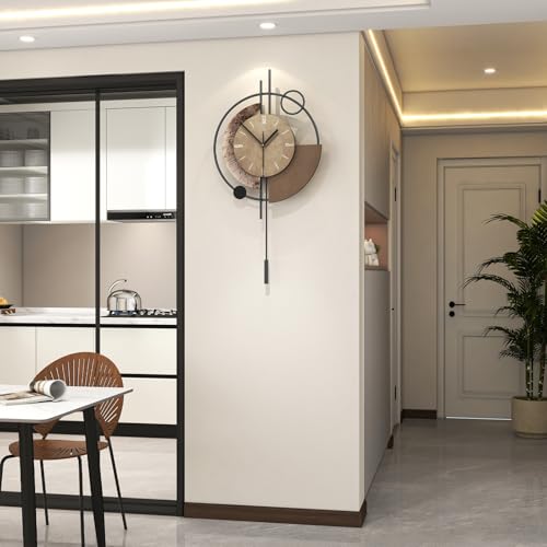 FLEBLE Large Wall Clock Decorative Modern Wall Clocks with Pendulum Silent | Analog Battery Operated Quality Quartz Clock for Living Room,Kitchen,Home,Farmhouse,Bedroom,Classroom Wall Decor,12.6*24inch - size: 12.6*24inch