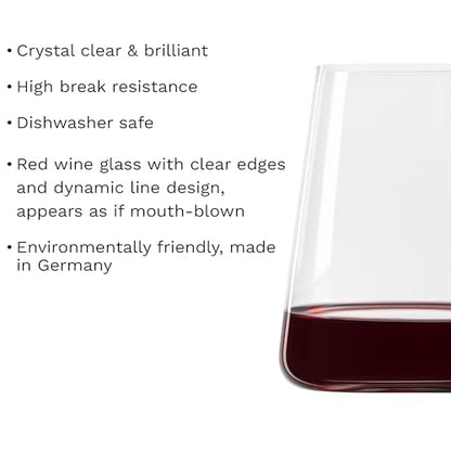 Stölzle Lausitz Stemless Red Wine Glass Power Set of 4, 17.5 oz – Modern Stemless Wine Glasses for Maximum Aroma – Flat Red Wine Glasses in Crystal Glass–Dishwasher & Break-Resistant, Made in Germany - size: 4 Pieces (1 Pack)