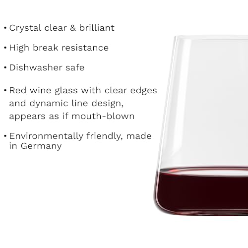 Stölzle Lausitz Stemless Red Wine Glass Power Set of 2, 17.5 oz – Modern Stemless Wine Glasses for Maximum Aroma – Flat Red Wine Glasses in Crystal Glass–Dishwasher & Break-Resistant, Made in Germany - size: 2 Pieces (1 Pack)