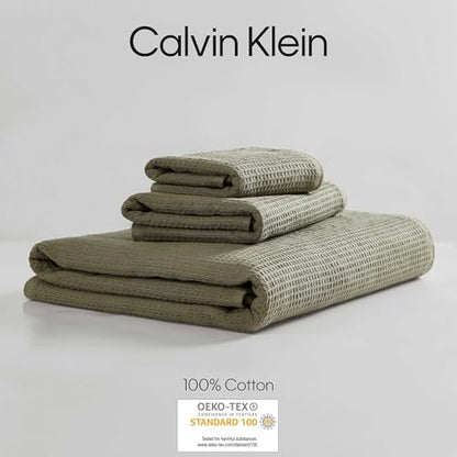 Calvin Klein - Bath Towels, Super Soft & Absorbent Cotton Towels, Oeko-Tex Certified (Eternity Solid Dusty Green, 3-Piece) - color: Eternity Dusty Green, size: 3 Pack