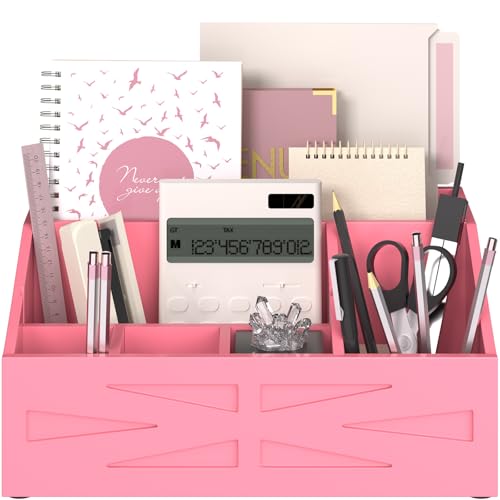 Wood Mail Organizer Countertop,Farmhouse Desk and Kitchen Countertop Storage, Letter Sorter, Desk Mail and Bill Organizer, Desktop File and Paper Holder (Pink) - color: Pink