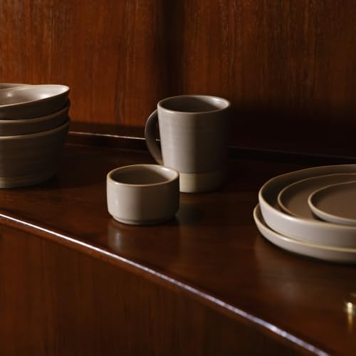 Mora Medium Dishes Set of 4, 35oz Ceramic Pottery Pasta Plate/Wide Bowls - Microwave, Oven and Dishwasher Safe - Dusk - color: Dusk