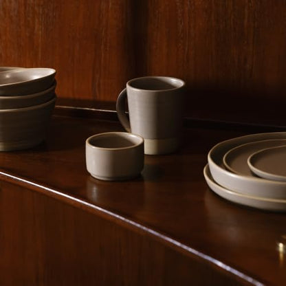 Mora Medium Dishes Set of 4, 35oz Ceramic Pottery Pasta Plate/Wide Bowls - Microwave, Oven and Dishwasher Safe - Dusk - color: Dusk