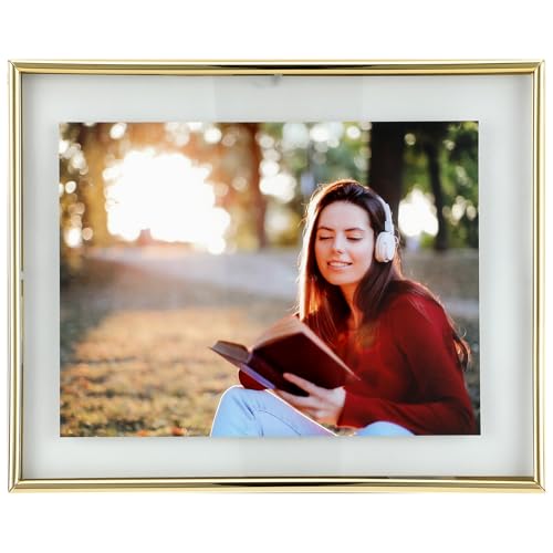 Wall Floating Frame, 8"×10", Gold, Wall Mounting or Wall Leaning, For Photo 6×8, 5×7, 4×6, Classy Gift For Festival, Wedding, Anniversary, Home or Office Décor - color: Gold, size: 8"×10"