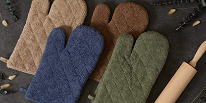 DII Basic Terry Collection 100% Cotton Quilted, Oven Mitt, Brown, 2 Piece - color: Brown, size: Oven Mitt