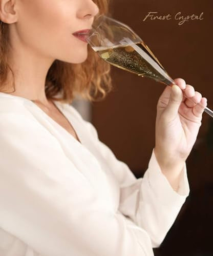 OJA Champagne Flutes, Crystal Champagne Glasses Set of 2, 7.5oz, Hand Blown | Clear, Ideal for Weddings, Anniversaries, Christmas, Special Days, 10.5 inch - color: 7.5oz (2count)