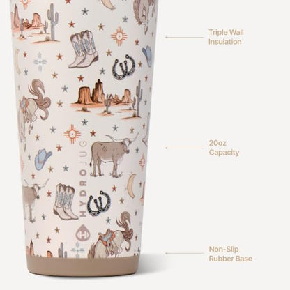 HydroJug Everyday Tumbler 20 oz, Ceramic-Lined Straw Cup, Mesa | Vacuum insulated stainless steel, flexible straw, soft-touch lid, spill-free, cup holder fit, BPA-free, hot & cold drinks - color: Mesa, size: 20 Ounces