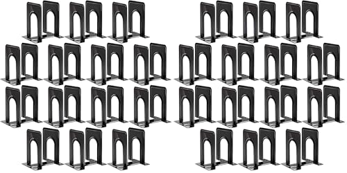 Happyhapi 14 Pair Book Ends for Shelves, 28 Pcs Metal Bookends Book Holder for Shelf, Heavy Book Stopper for Desk, Simple Library Office Home Bookend, 4.9 x 5.7 x 6.5 in, Black (Pack of 2) - size: 14 pairs (Pack of 2)