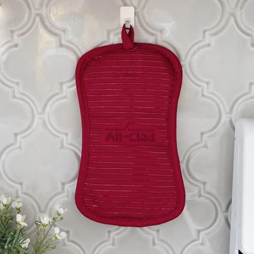All-Clad Premium Pot Holder & Heating Pad, (2-Pack) Heat Resistant to 500 Degrees, 100% Cotton 10"x6.25" for Kitchen and Barbeque, Chili Red - color: Chili, size: 2 Pack