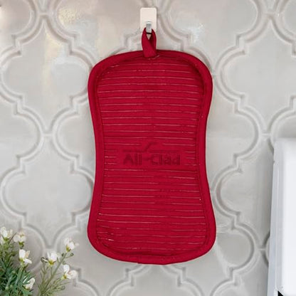 All-Clad Premium Pot Holder & Heating Pad, (2-Pack) Heat Resistant to 500 Degrees, 100% Cotton 10"x6.25" for Kitchen and Barbeque, Chili Red - color: Chili, size: 2 Pack