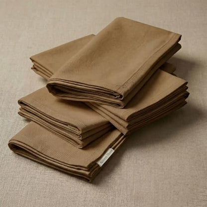 Accent Home 100% Cotton Napkins, Delicate Cloth Napkins for Dinners | 100% Pure Cotton Napkins, Economy Pack, Multi Purpose Use, Machine Washable, Cotton - color: 35 - Brown - Twill, size: 18" x 18" (Set of 6)