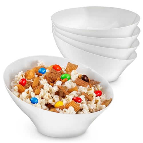 20oz White Plastic Serving Bowls (4 Pack) Medium Disposable Snack Bowl Candy Dishes, Buffet Containers for Chips, Popcorn, Snacks, Mints, Salad Bar, Parties, Office Desk, Bridal Shower, Party Supplies - color: White, size: 20 oz
