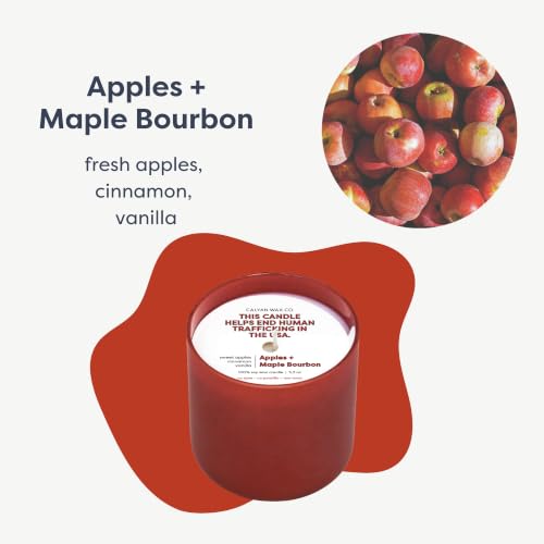 Dignity Series Apples & Maple Bourbon Scented Candle | 35 Hour Burn - Made in the USA Luxury Clean Soy Wax Candles - Long Lasting Red Glass Jar Candle for Home - 1 Wick - 5.3oz - color: Apples + Maple Bourbon